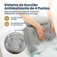 Almohada Bañera Antideslizante Ventosas Soporte Espalda Cuello
