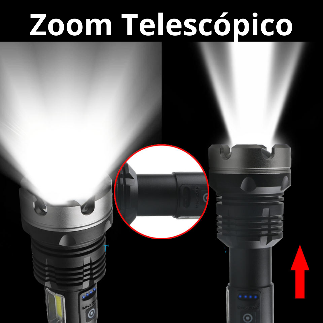 Linterna LED Ultra-Potente P90 con Zoom Táctico 🔦