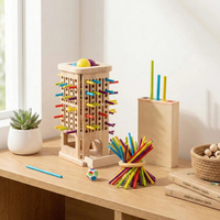 Juego de Mesa Torre de Equilibrio de Madera con Pelotas 3 en 1