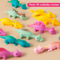 Set 10 Dinosaurios Pegajosos Juguete Lanzar Pared Sticky
