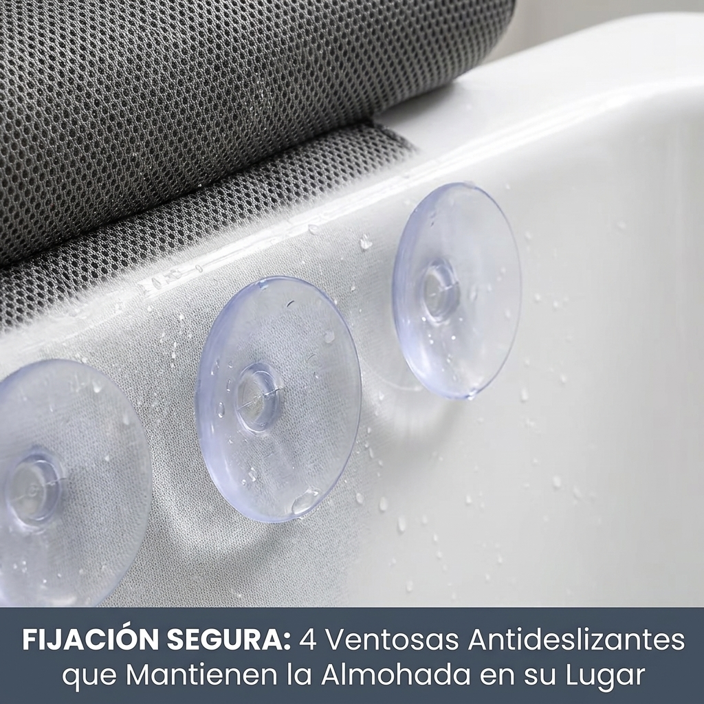Almohada Bañera Antideslizante Ventosas Soporte Espalda Cuello
