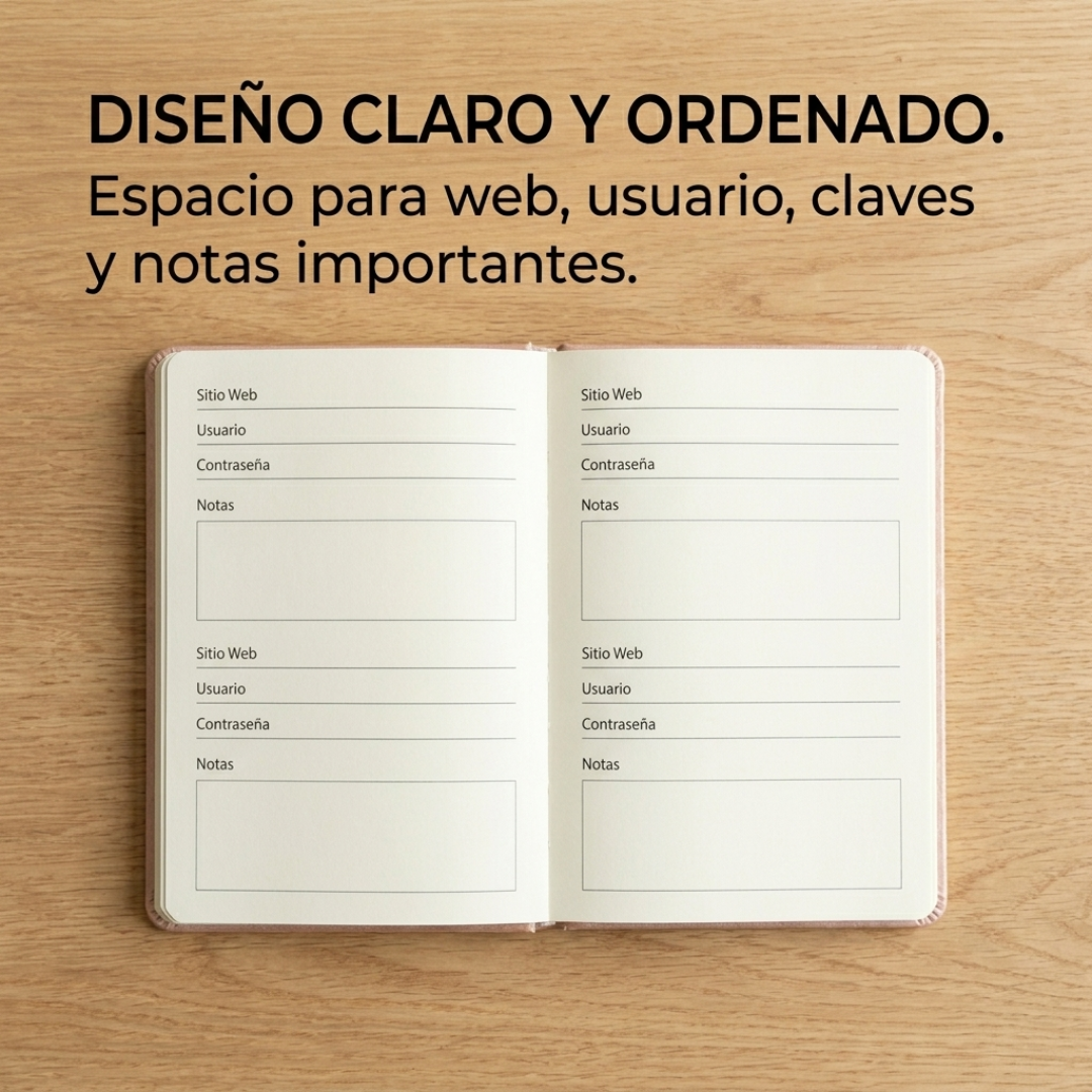 Agenda de Contraseñas Portátil Simil Cuero Premium para Organizar tus Claves
