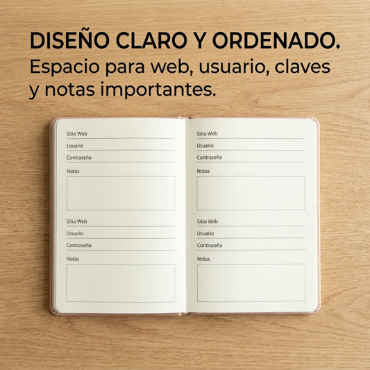 Agenda de Contraseñas Portátil Simil Cuero Premium para Organizar tus Claves