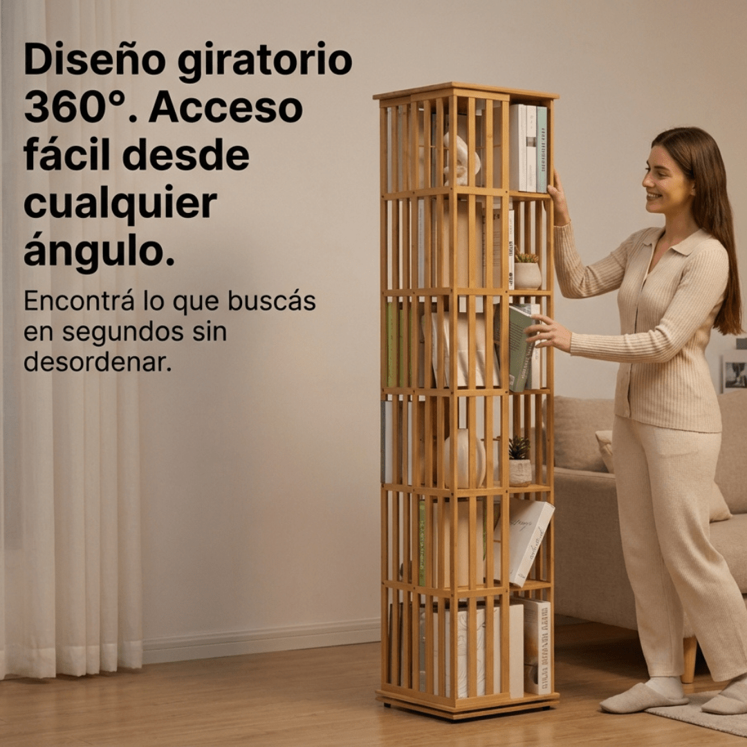 Estanteria de Bambu Giratoria - muymo hogar