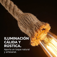 Kit 3 Lámparas Colgantes de Techo con Cuerda Rústica Vintage