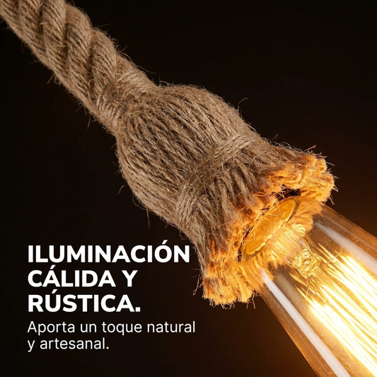 Kit 3 Lámparas Colgantes de Techo con Cuerda Rústica Vintage