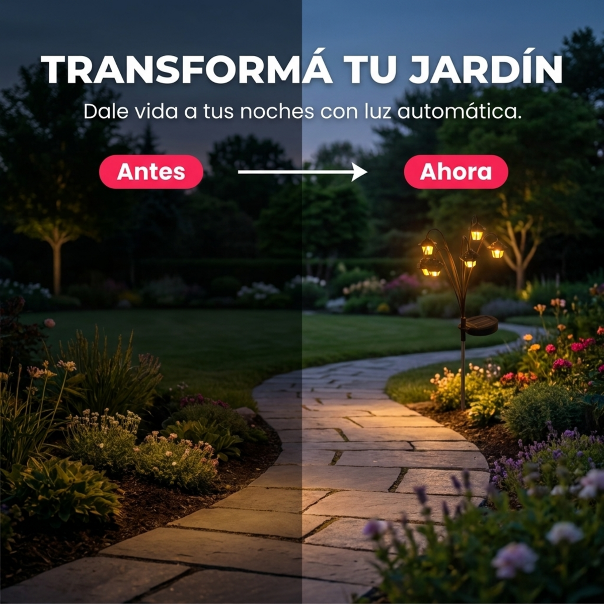 Farol Solar Vintage para Jardín Exterior 64 cm – 6 LED Pack x2