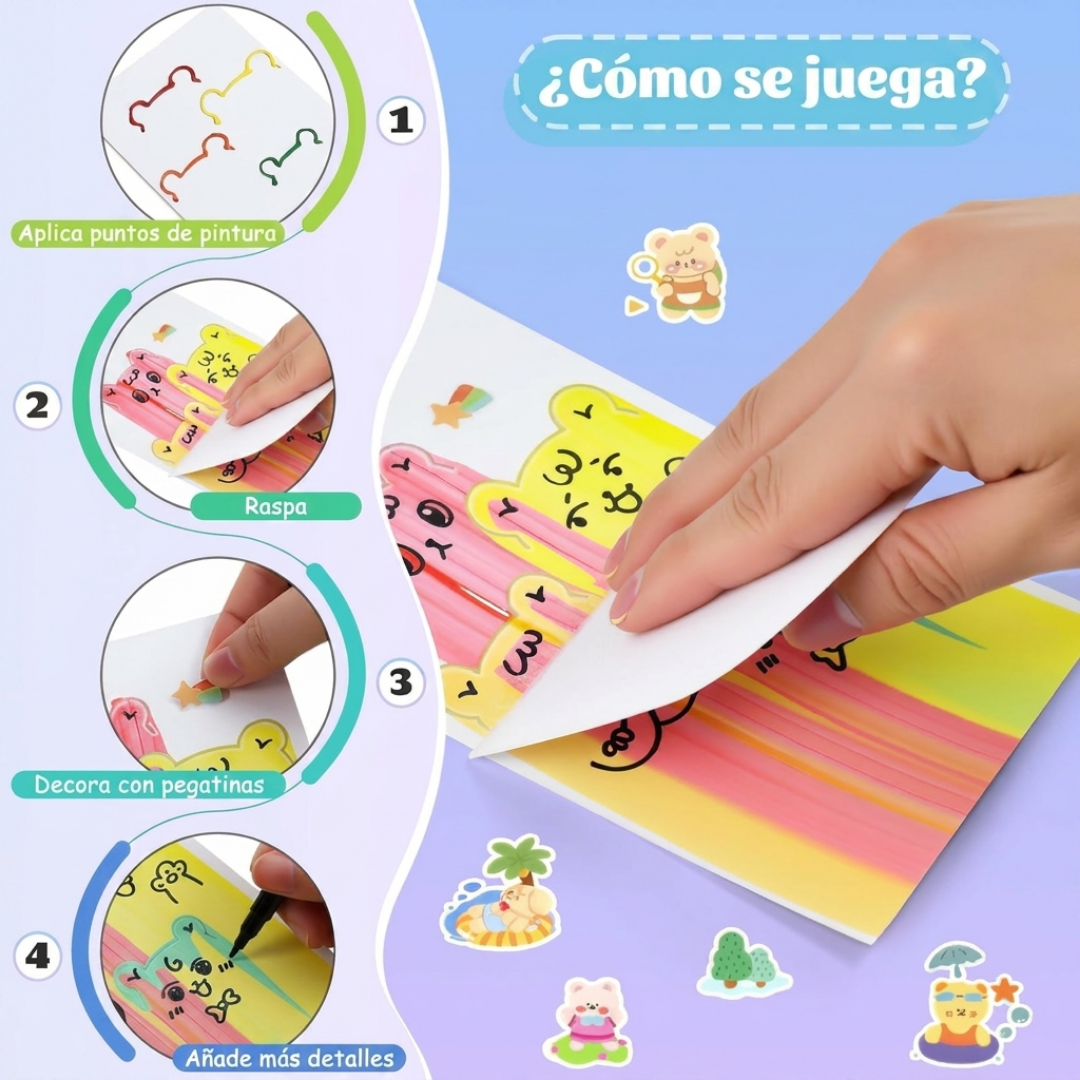 Kit Scratch Arcoíris 20 Tarjetas para Raspar - Manualidad Creativa Infantil