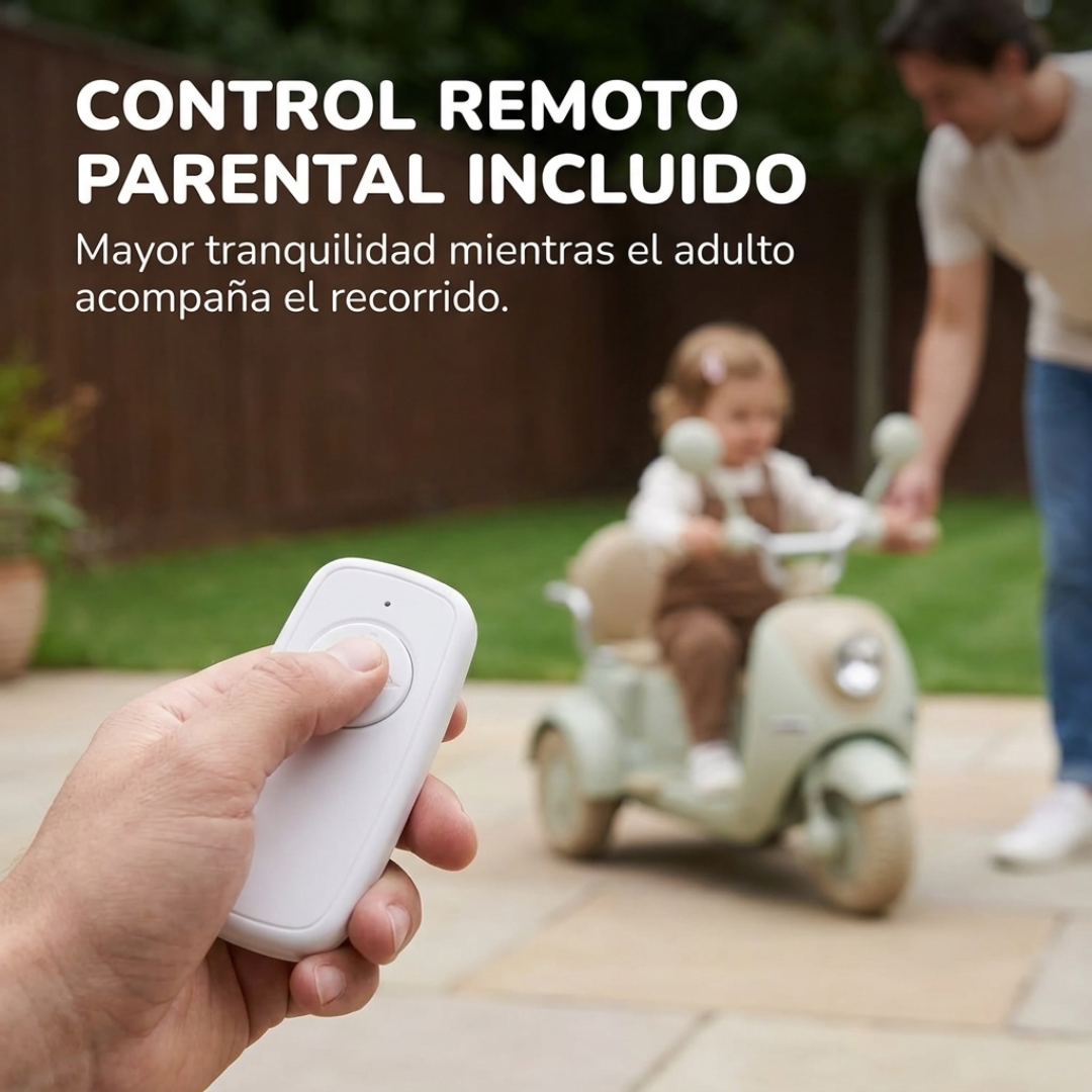 Moto Eléctrica Infantil 12V Scooter Doble Asiento + Control Remoto