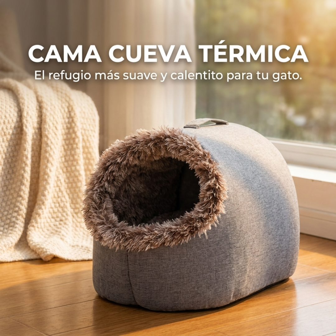 Cama Cueva Térmica Abrigada para Gatos con Almohada