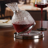 Kit Decantador Vino Giratorio Cristal Lujo + Copas