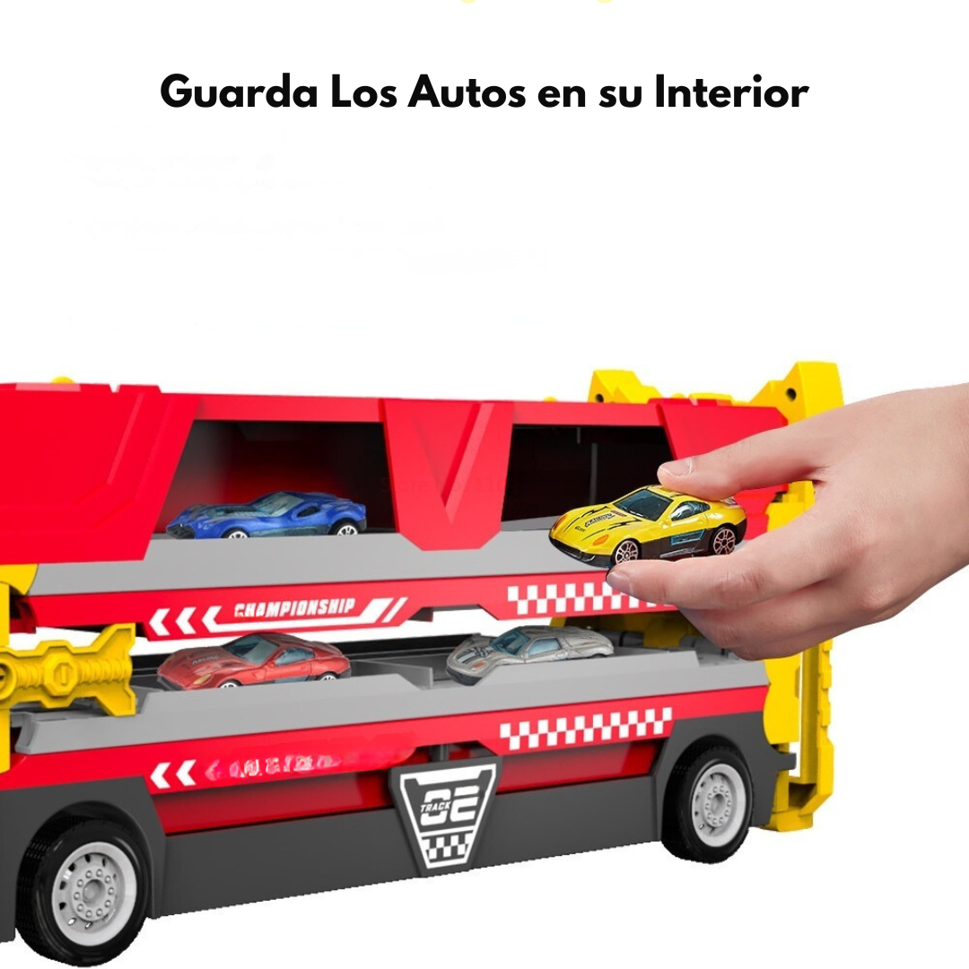 Camion De Juguete Con Pista Desplegable + 6 Autitos