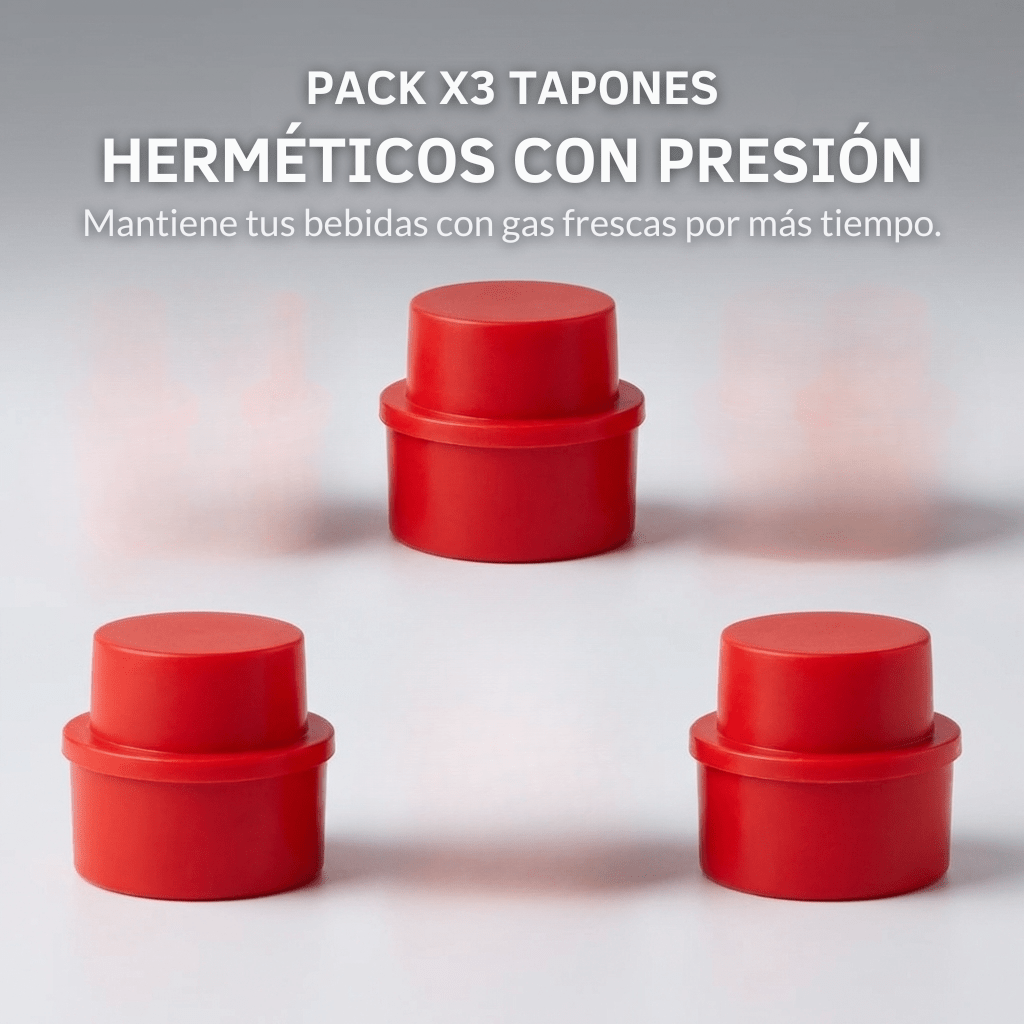 Tapon Hermético con Presión Para Botella Pack X3 - Muy Moderna Uruguay