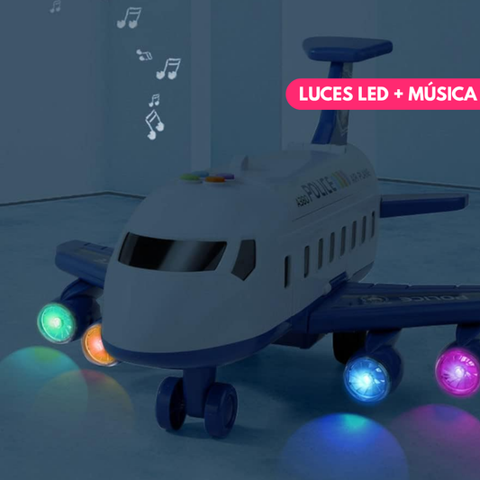 Avión de Juguete con Pista Interactiva, Grúa y Autitos