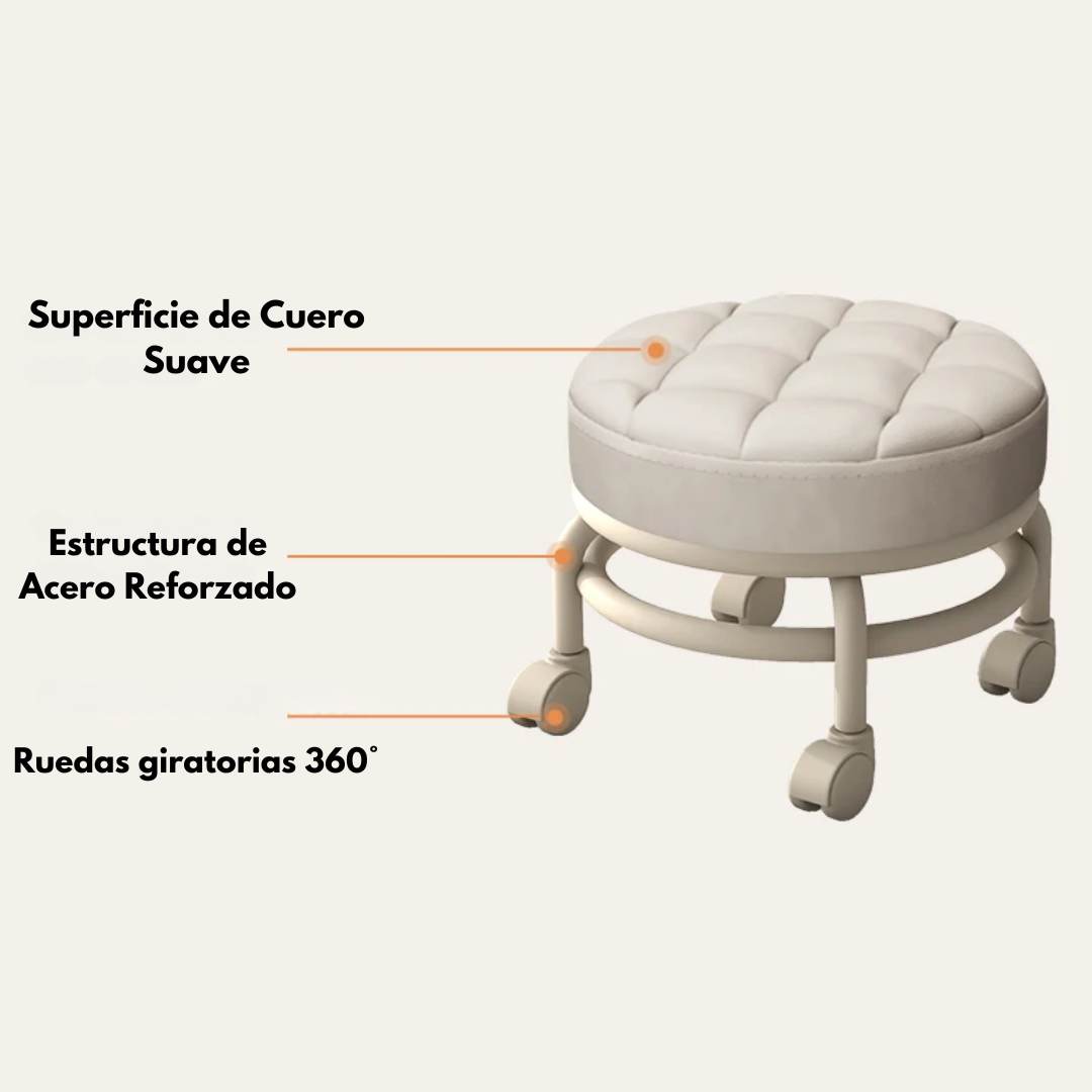 Taburete Multifunciónal Bajo Con Ruedas