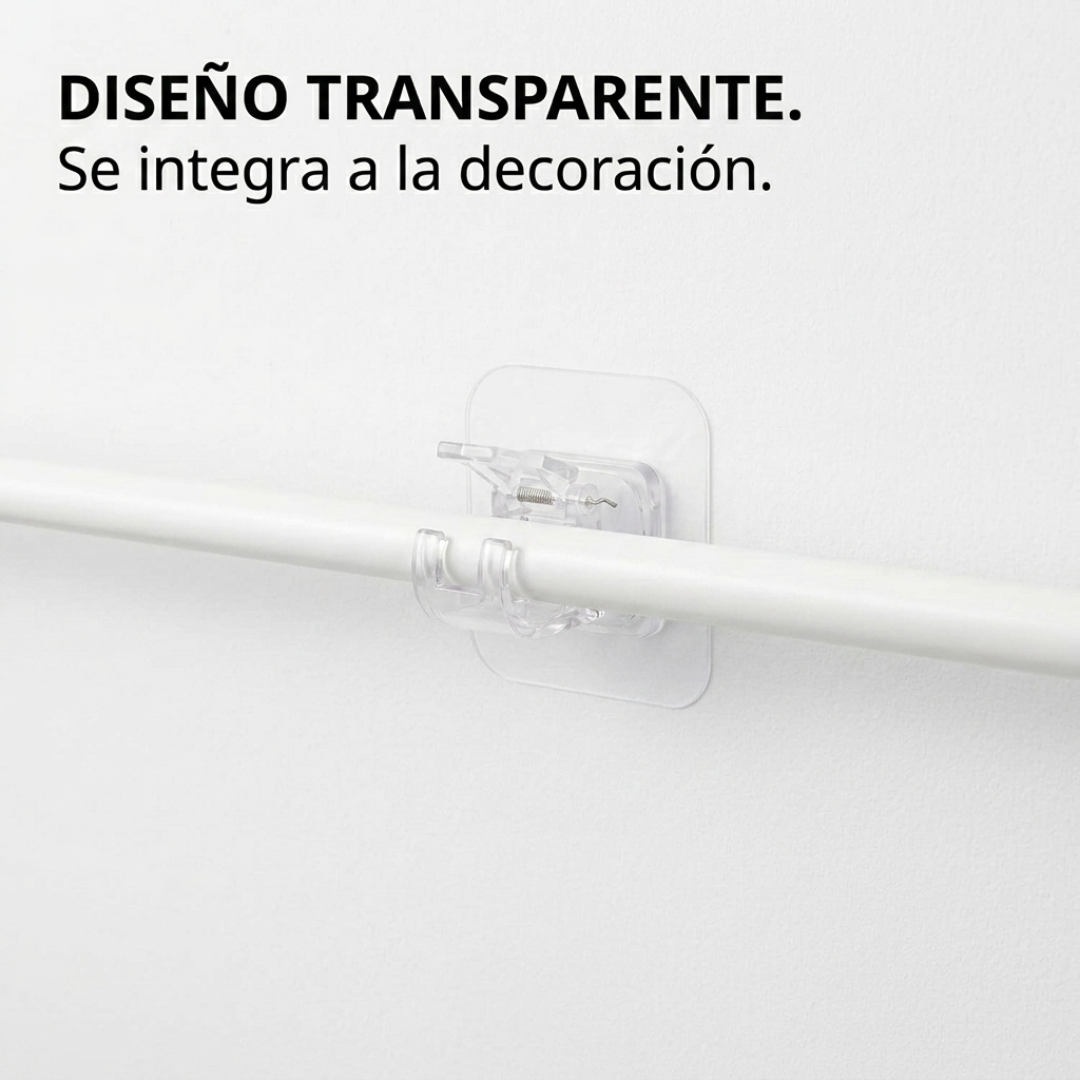 Soportes Adhesivos para Barra de Cortina x8 Sin Perforar
