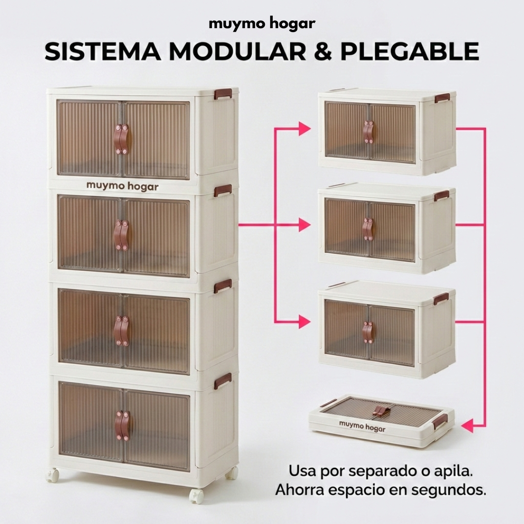 Set De 4 Cajas Organizadoras Apilables - Muymo Hogar