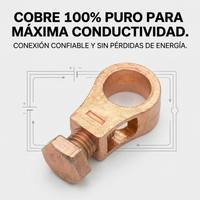 Pack 4 Abrazaderas Terminal Batería Auto Cobre Par Positivo Negativo