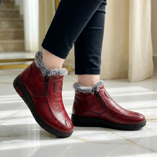 Botines Abrigados con Forro Afelpado - Símil Cuero para Invierno