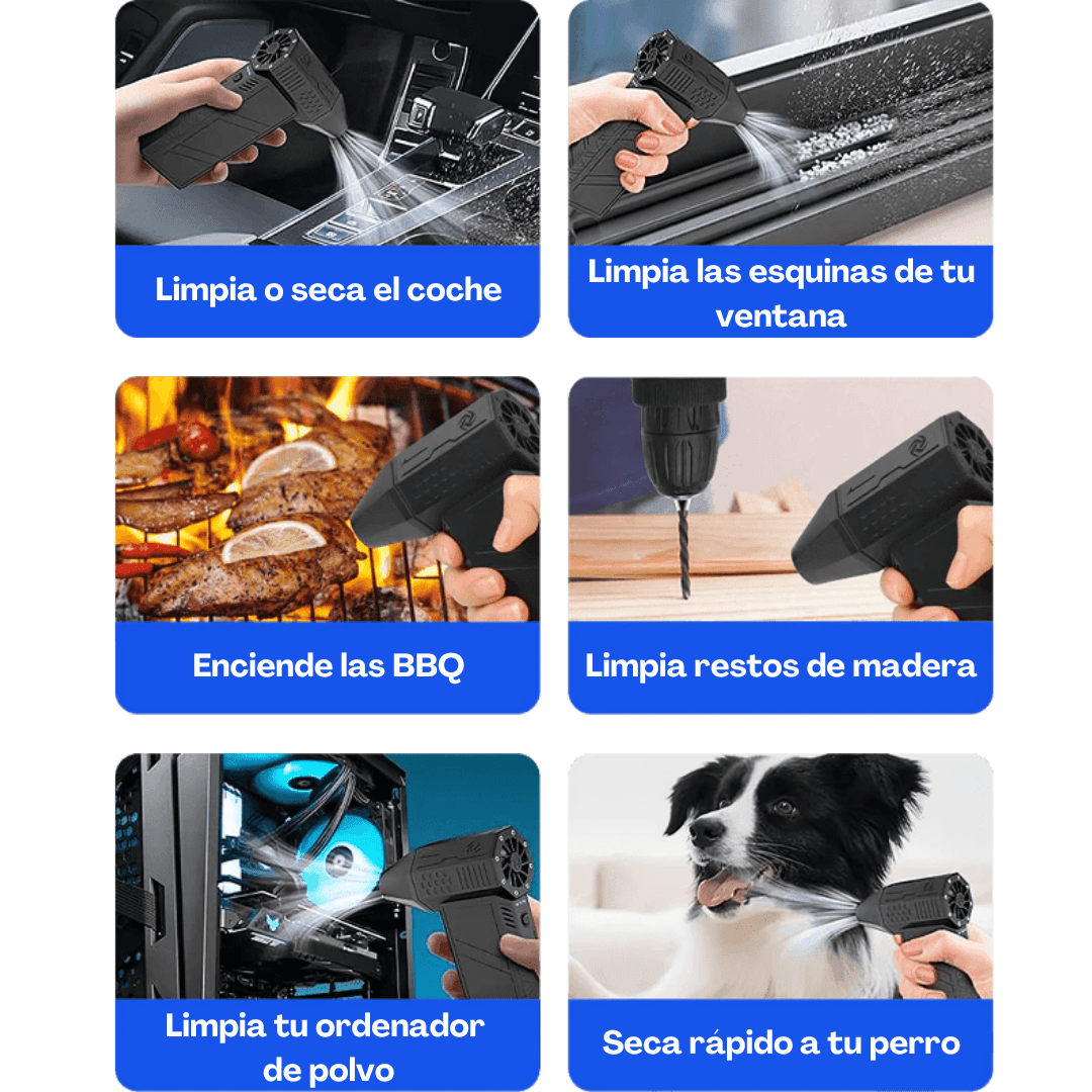 Soplador De Aire Eléctrico Sin Cable - 100.000 RPM, 5 Velocidades, Motor Sin Escobillas Para Limpieza Profunda
