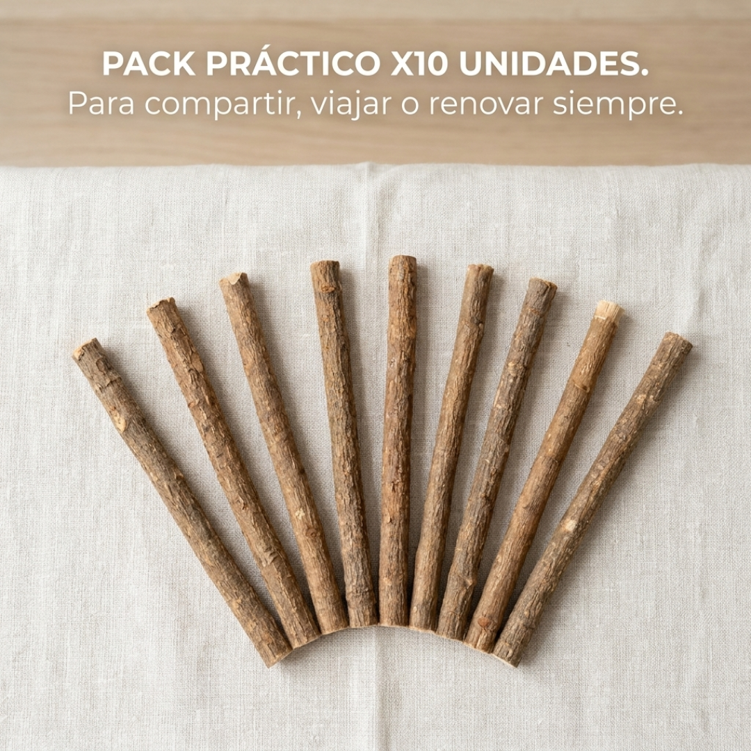 Cepillo de Dientes Natural Miswak - Pack x10 Ecológico y Biodegradable