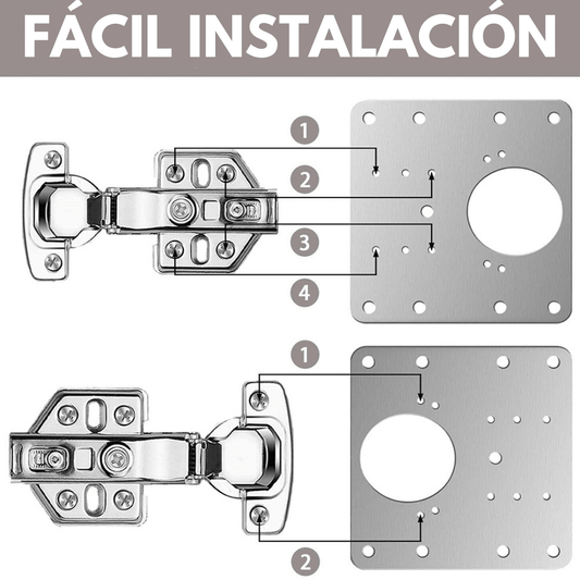 Set de 4 Placas Metálicas para Reparación de Bisagras - Muy Moderna Uruguay