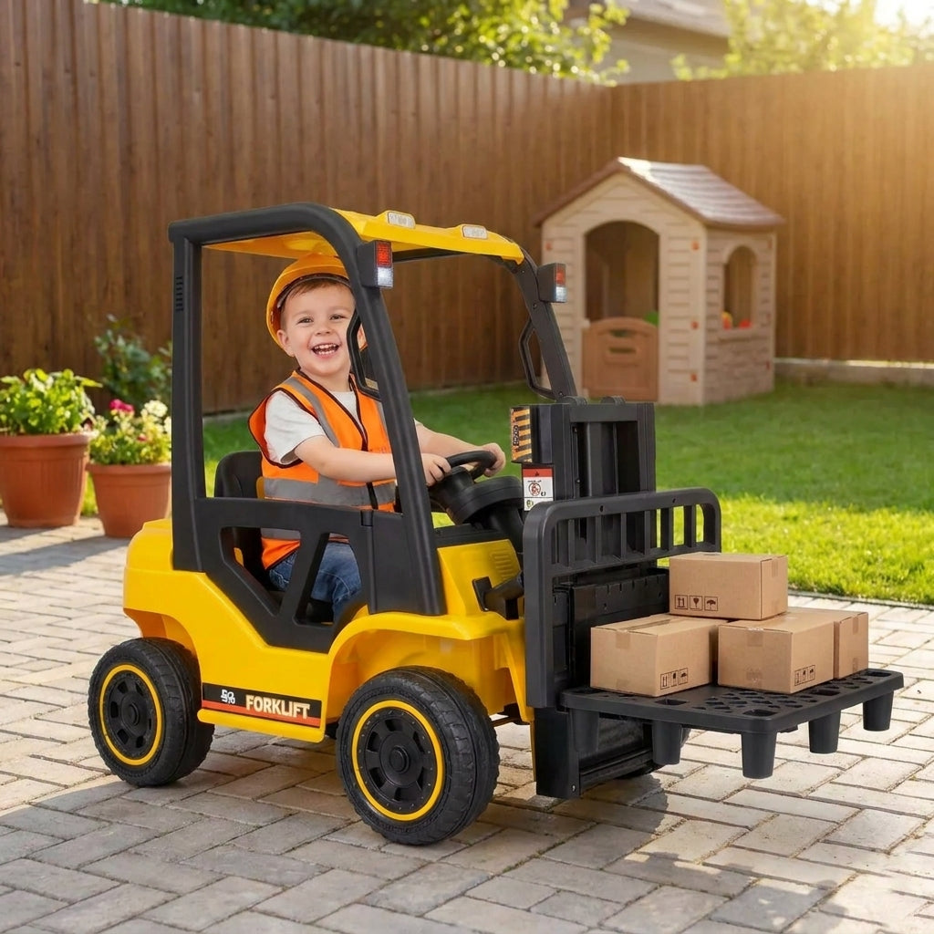Camión Montacargas a Batería 12V para Niños - Elevador Funcional 4x4