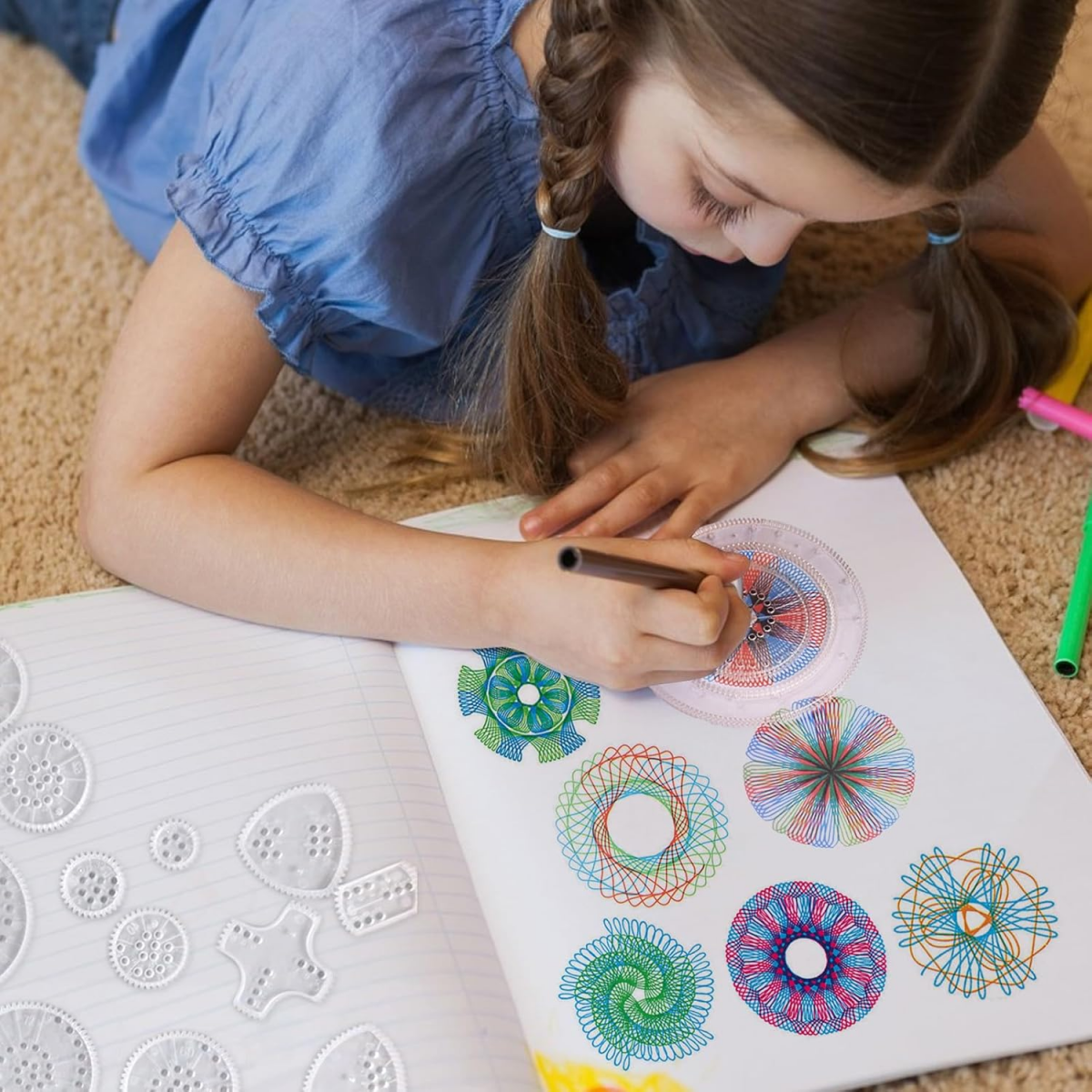 Kit De Dibujo Espirógrafo 22 Piezas Engranajes Juguete Educativo - Muy Moderna Uruguay