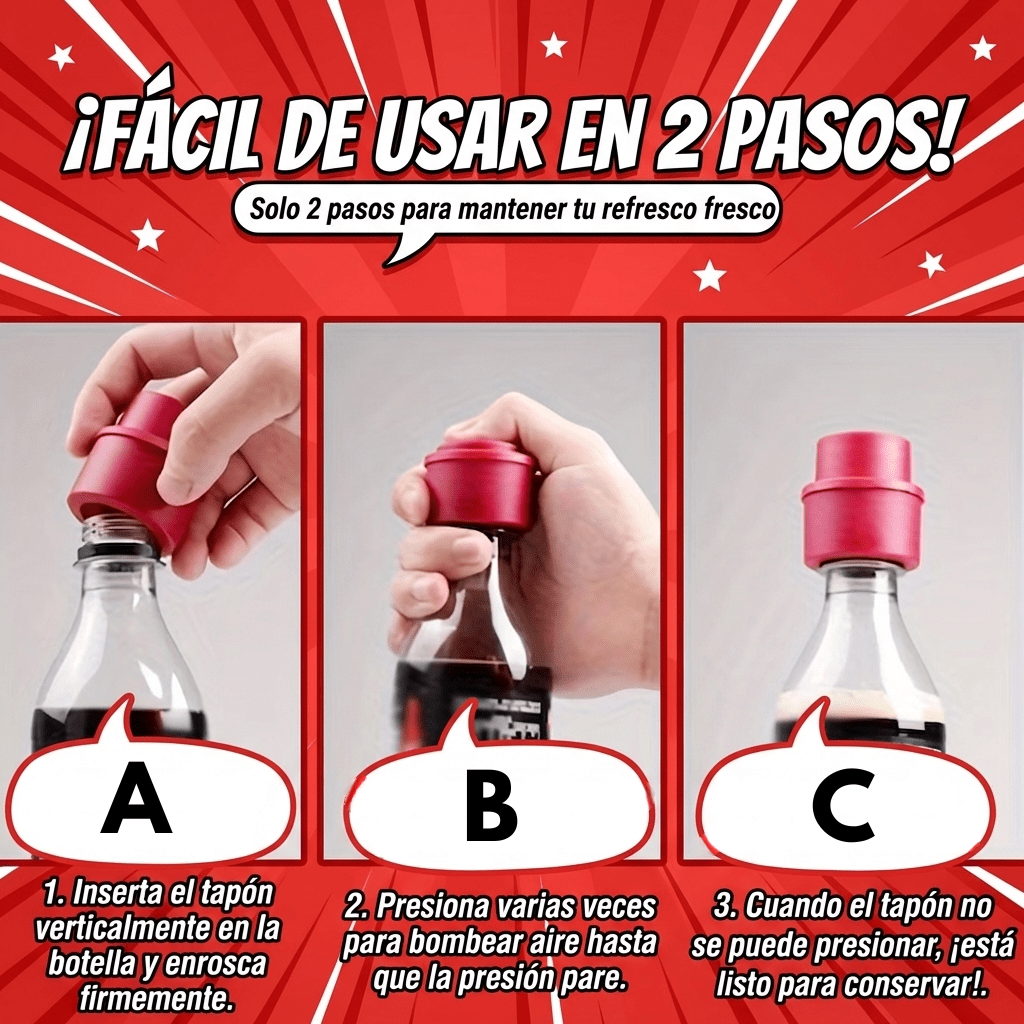 Tapon Hermético con Presión Para Botella Pack X3 - Muy Moderna Uruguay