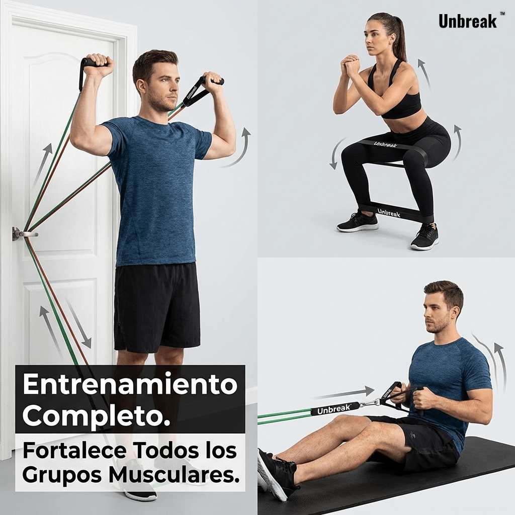 Set Bandas De Resistencia Con Asas Fitness Unbreak - Muy Moderna Uruguay