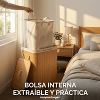 Canasto Cesto Ropa Sucia Plegable Bambú Grande Con Tapa - muymo hogar - Muy Moderna Uruguay
