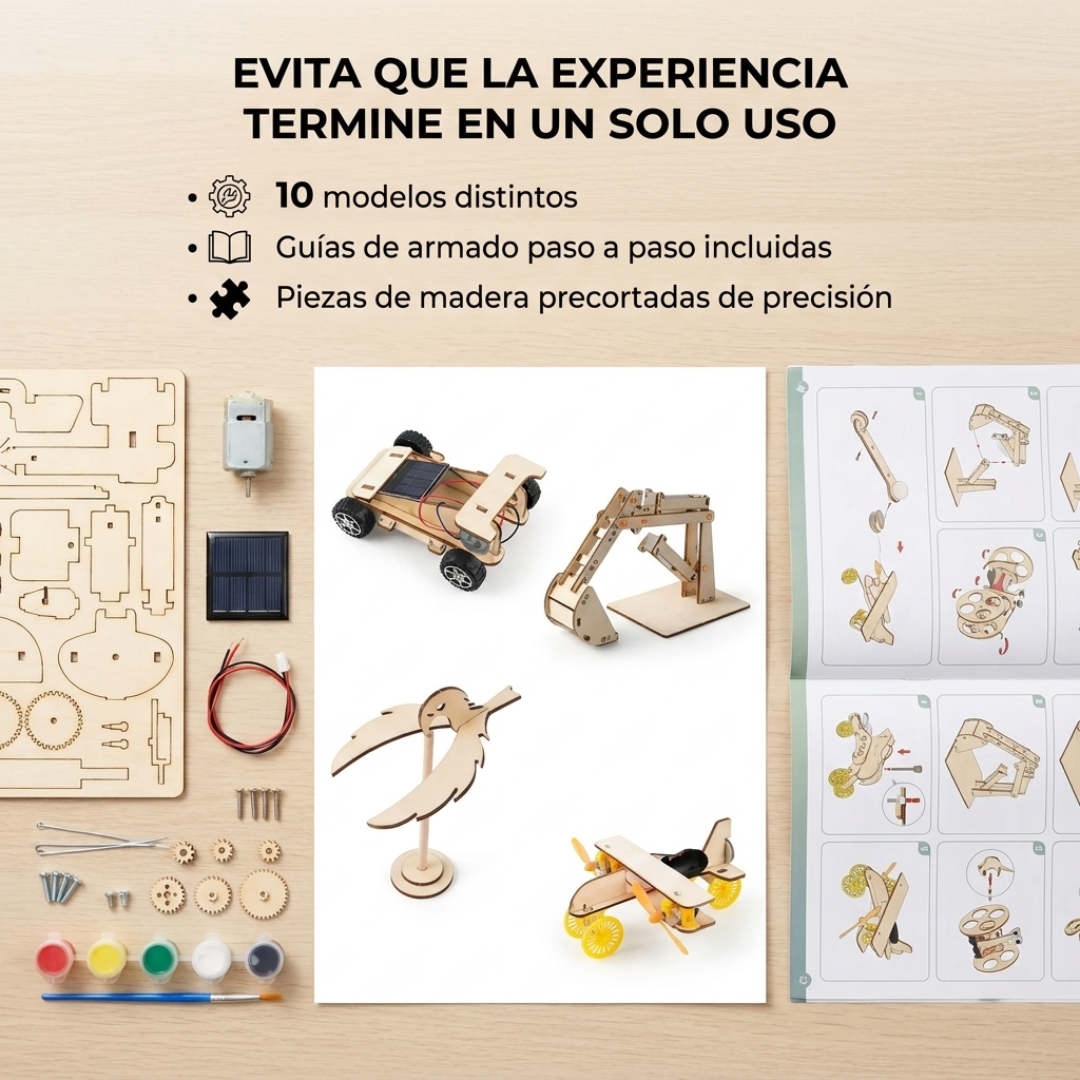Kit STEM de Madera para Armar – Robot Solar Educativo para Niños