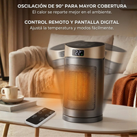 Calefactor Eléctrico Cerámico Oscilante con Control Remoto 1500W