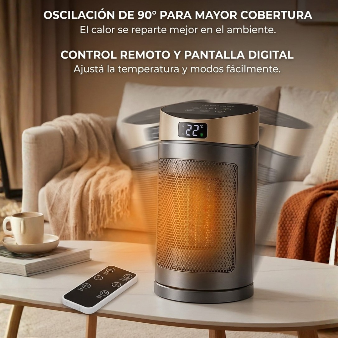 Calefactor Eléctrico Cerámico Oscilante con Control Remoto 1500W