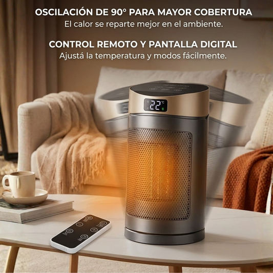 Calefactor Eléctrico Cerámico Oscilante con Control Remoto 1500W