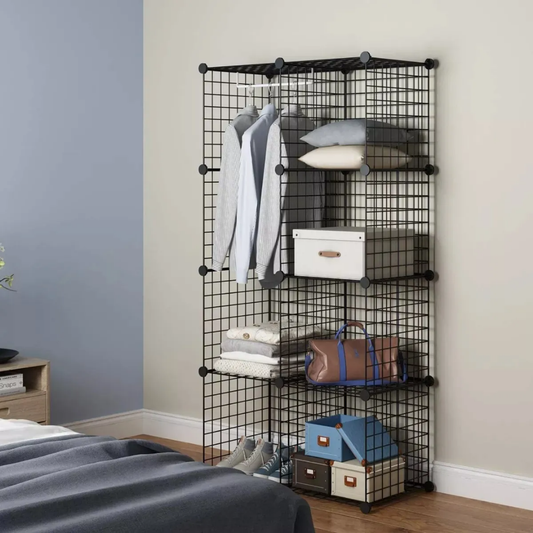 Estantería Organizadora Modular Con Malla De Hierro 8 Cubos