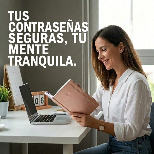 Agenda de Contraseñas Portátil Simil Cuero Premium para Organizar tus Claves