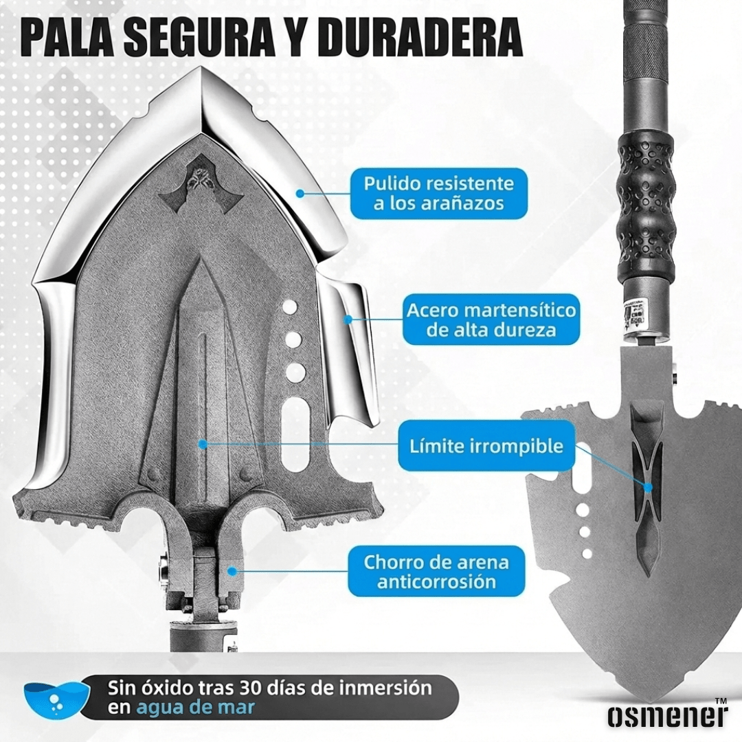 Pala Táctica Militar Multifunción Plegable 12 En 1 Para Camping OSMENER - Muy Moderna Uruguay