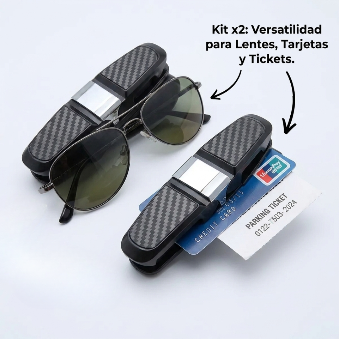 Kit x2 Soporte Porta Lentes para Parasol de Auto