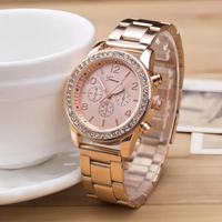 Set Elegante Reloj Pulsera Collar Aros Anillo Mujer De Lujo
