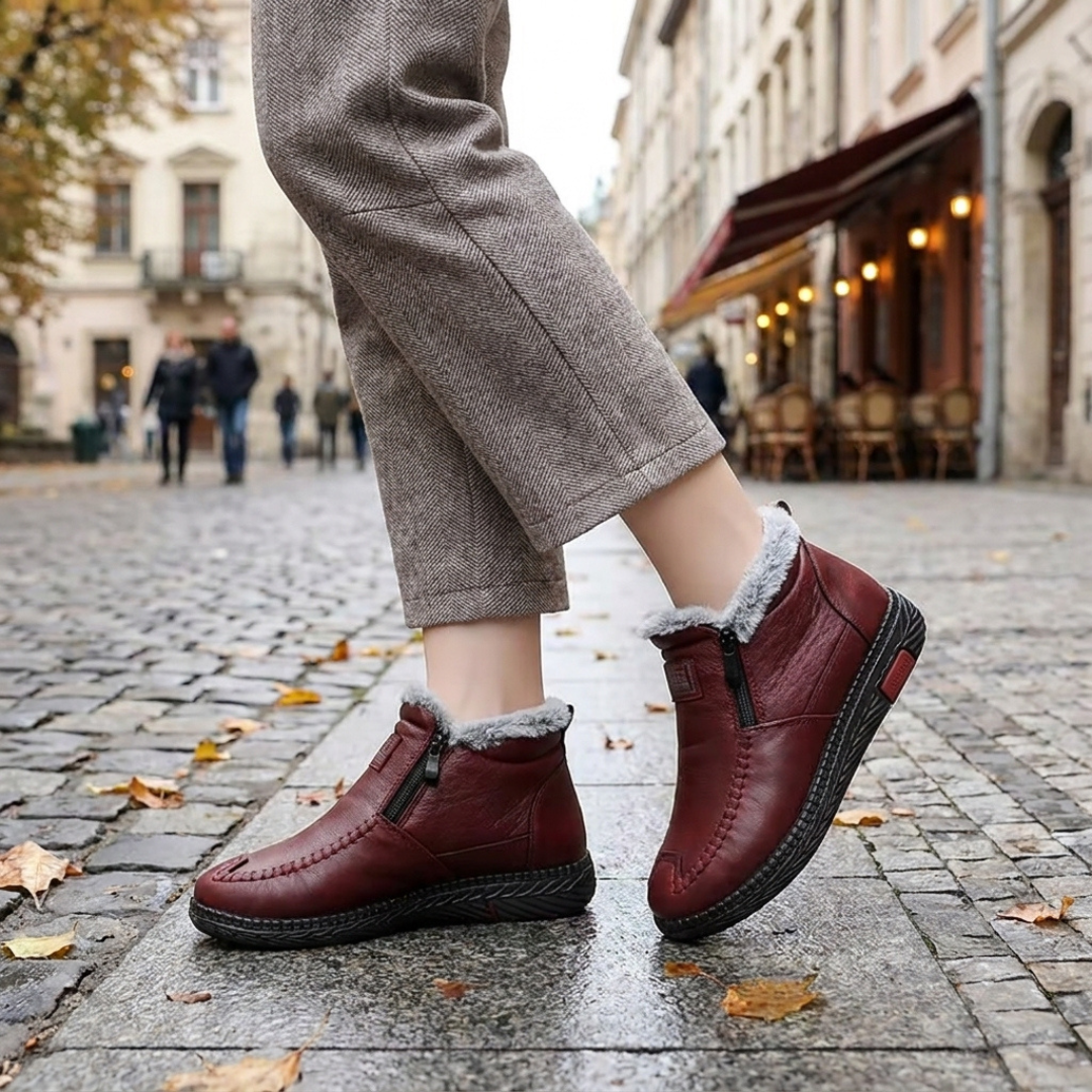 Botines Abrigados con Forro Afelpado - Símil Cuero para Invierno