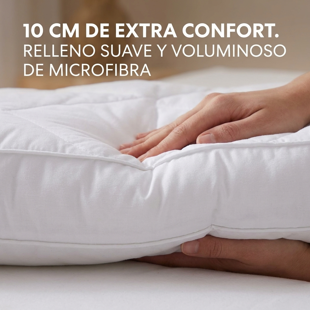 Cubre Colchón Topper Pillow 2 Plazas 150x200cm 10cm Extra Confort