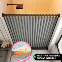 Cortina de Baño Tipo Lino con Cierre Magnético y Ganchos Elegantes