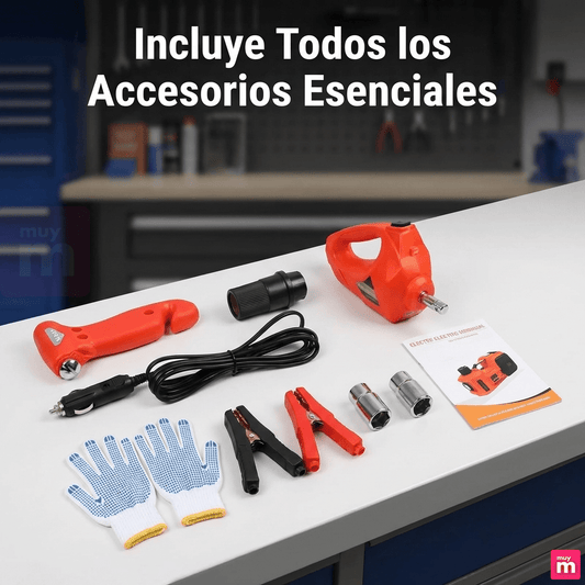 Kit de Auxilio Gato Eléctrico Con Inflador y Llave de Impacto - Muy Moderna Uruguay