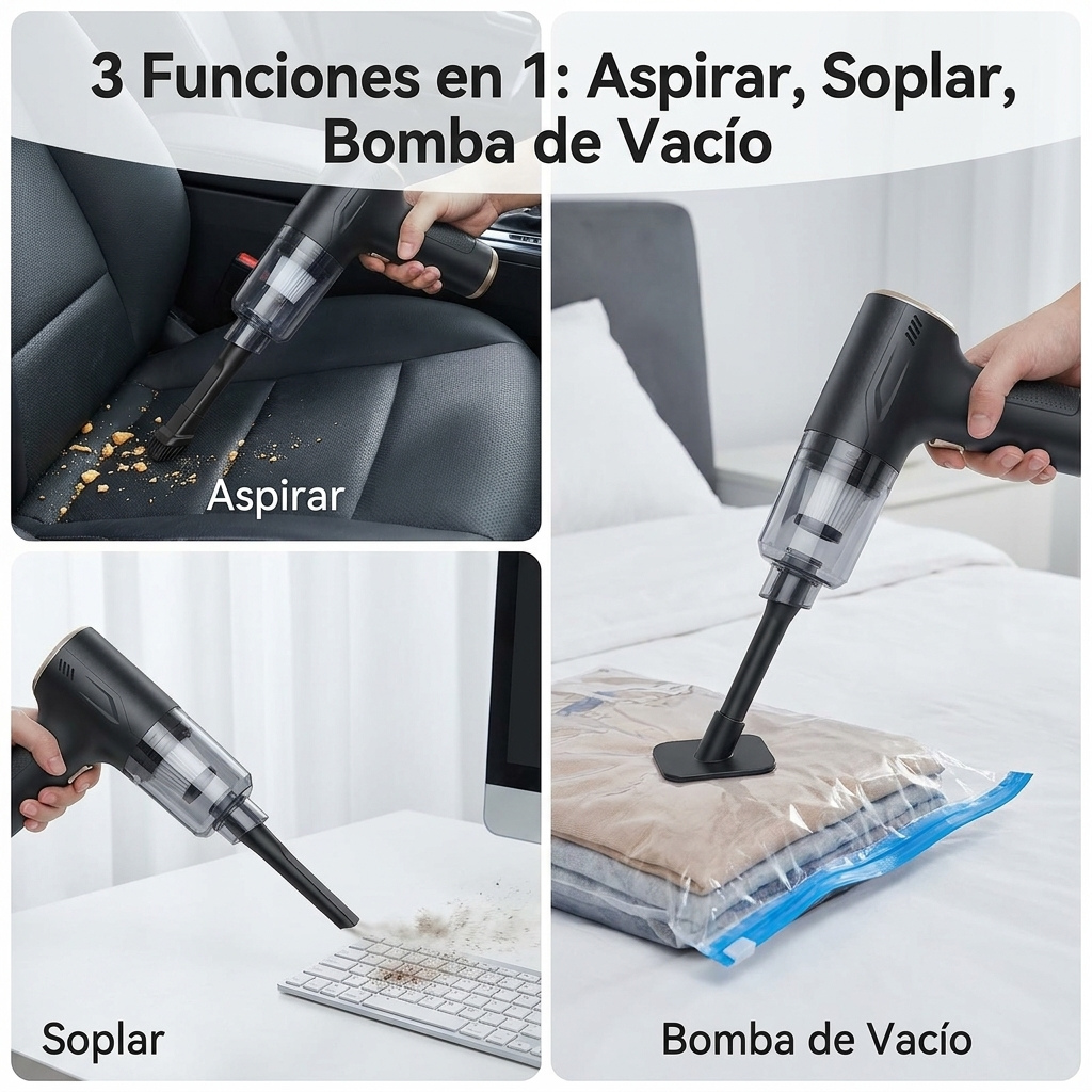 Aspiradora Inalámbrica Portátil Auto 120W Recargable