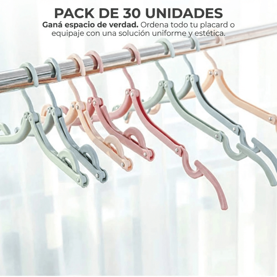 Pack 30 Perchas Plegables Compactas Ahorra Espacio Viaje Placard - Muy Moderna Uruguay