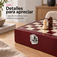 Set de Ajedrez con Accesorios para Vino en Caja de Madera