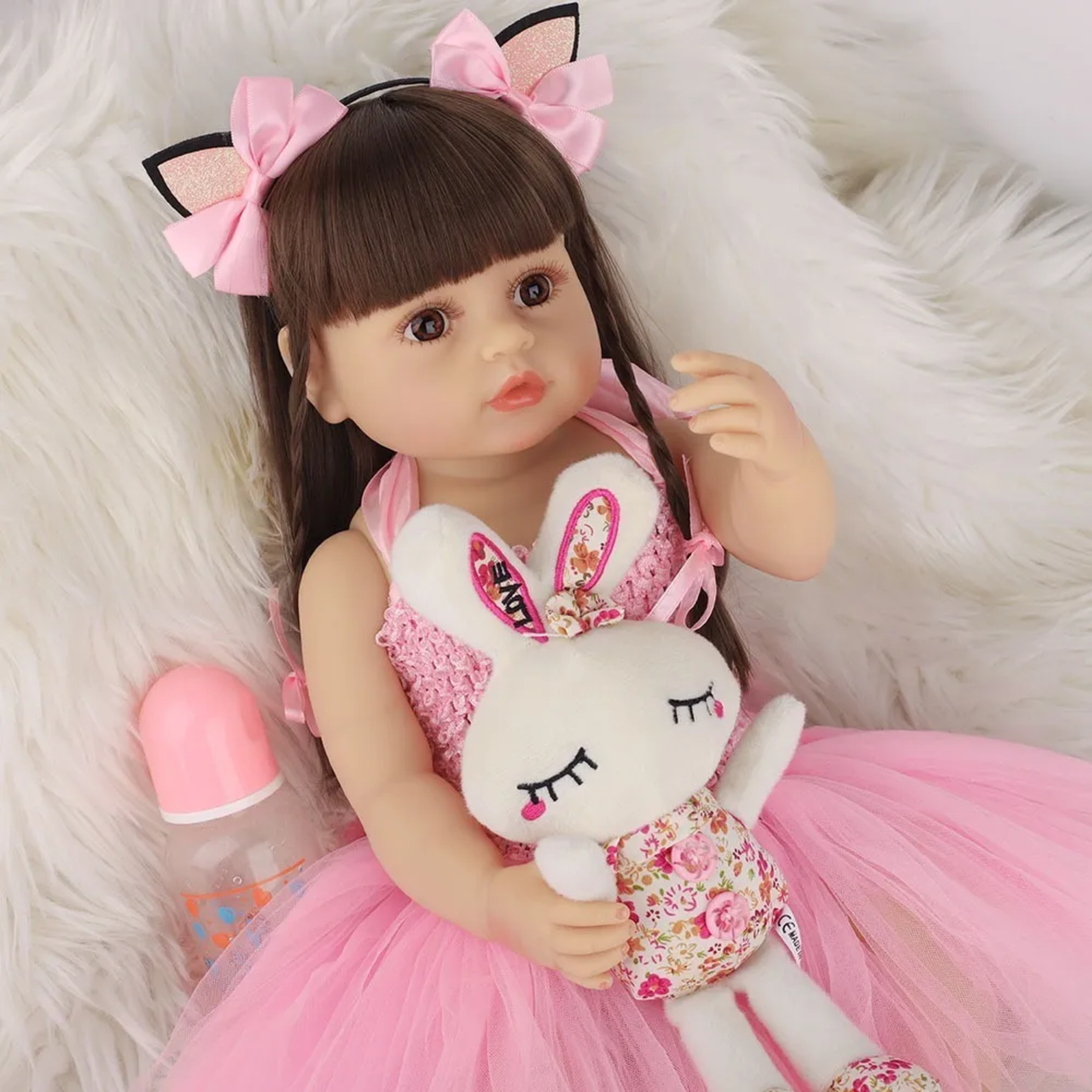 Muñeca Reborn Realista 55cm Con Peluche Juguete Infantil