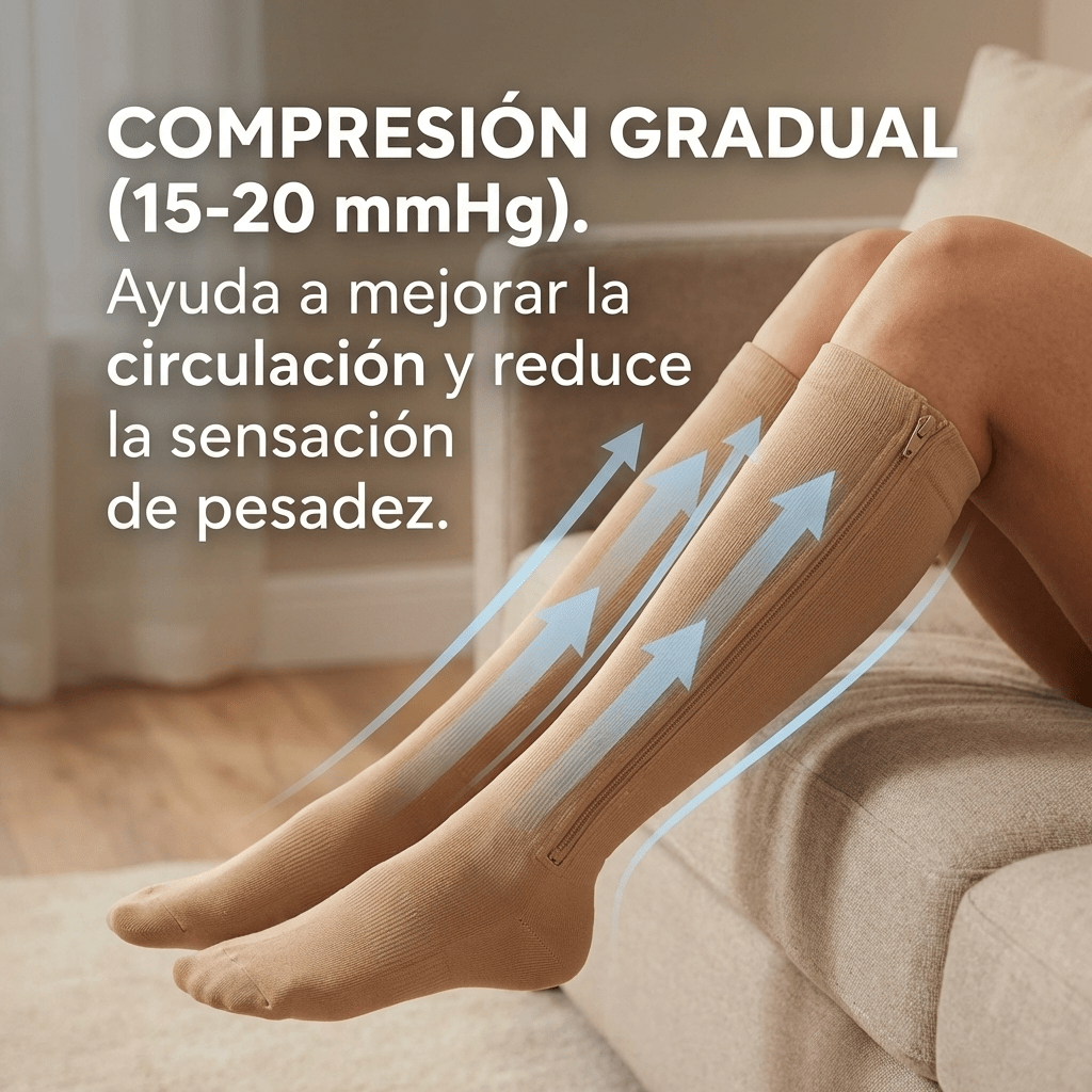 Medias De Compresión Con Cierre Hasta La Rodilla - Muy Moderna Uruguay