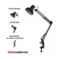 Lámpara Articulable de Escritorio con Prensa Black